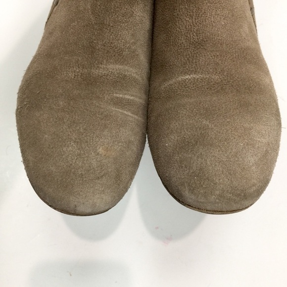 AQUATALIA Suede Tan Taupe Chelsea Side Zip Block Stacked Heel Boots Size 8 - Picture 8 of 14